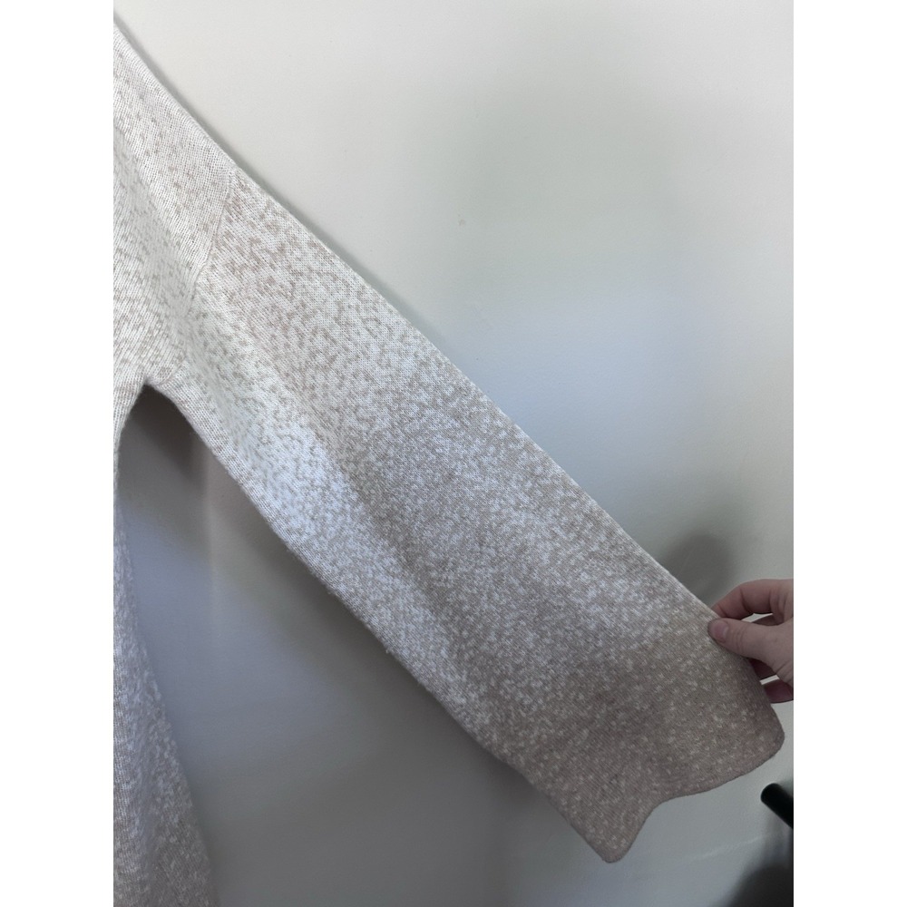 Cashmere/Merino Wool Blend Speckled Oatmeal Tan Cardigan Sweater Neutrals - Picture 6 of 15